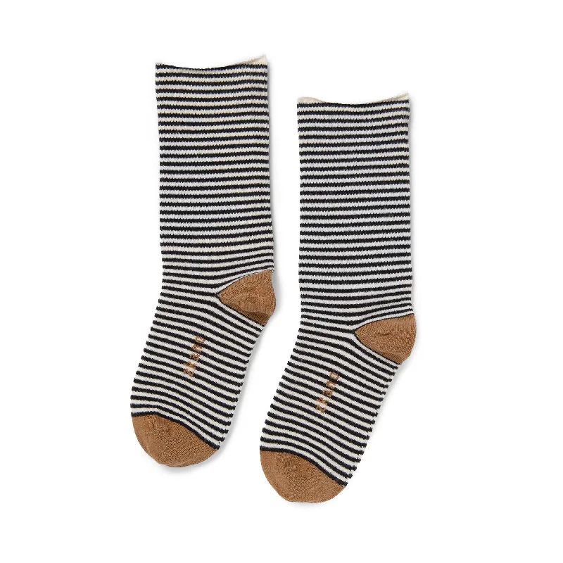 Weekend Extravaganza: Shop Now Rose - Roll Top Organic Cotton Crew Socks - Black