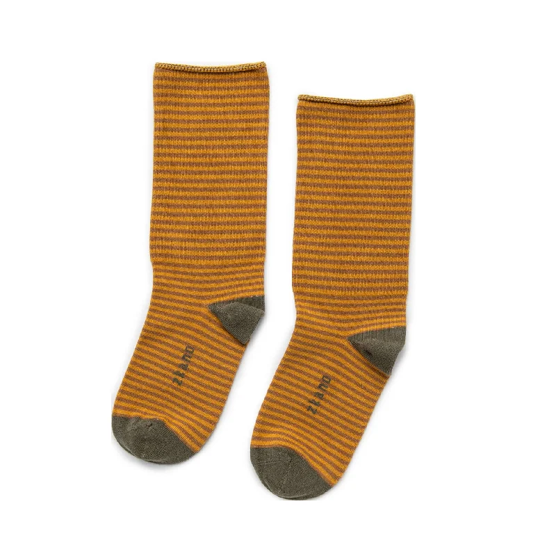 Your Weekend, Your Savings Rose - Roll Top Organic Cotton Crew Socks - Goldenrod
