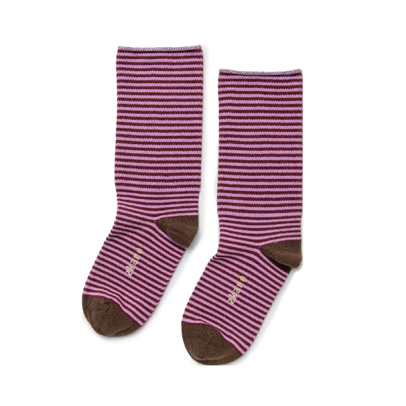 Weekend Specials Just for You Rose - Roll Top Organic Cotton Crew Socks - Mulberry