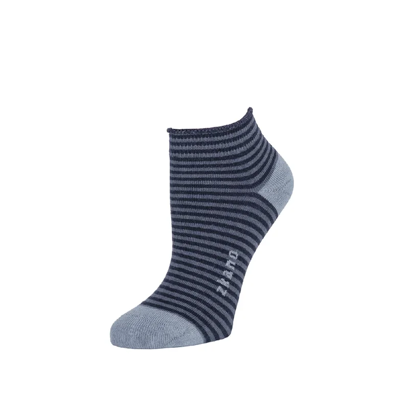 Weekend Savings Spectacle Rosette - Striped Organic Cotton Anklet Socks - Ash