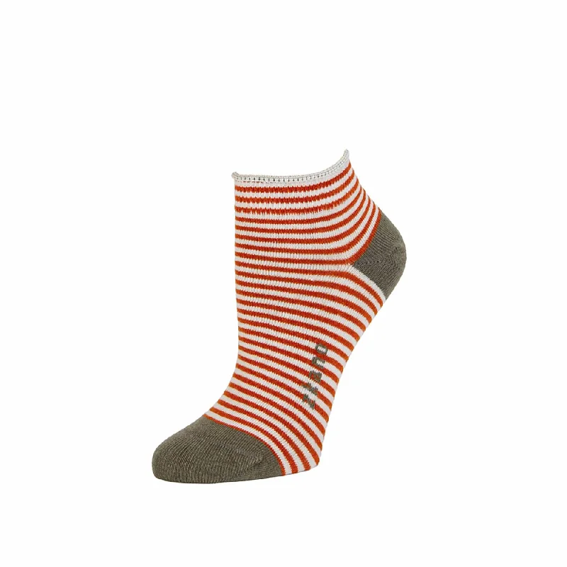 Weekend Bargains to Relish Rosette - Striped Organic Cotton Anklet Socks - Cognac