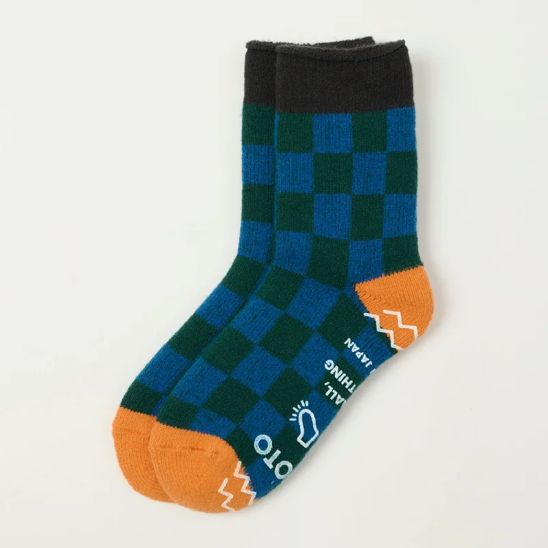 Weekend Bargains to Savor RoToTo 'Checkerboard' Pile Room Sock - Dark Green/Blue