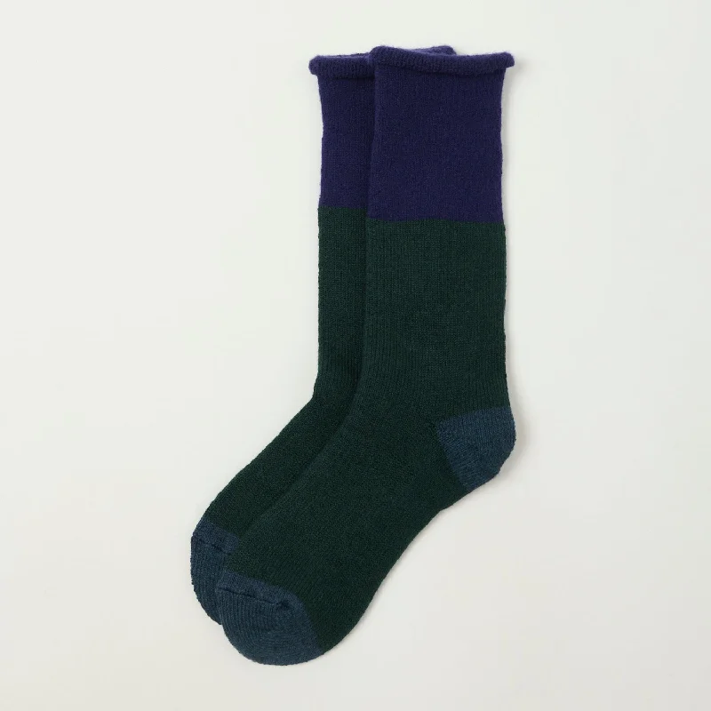 Weekend Price Cuts Galore RoToTo Chunky Pile Boot Socks - Dark Purple/Dark Green