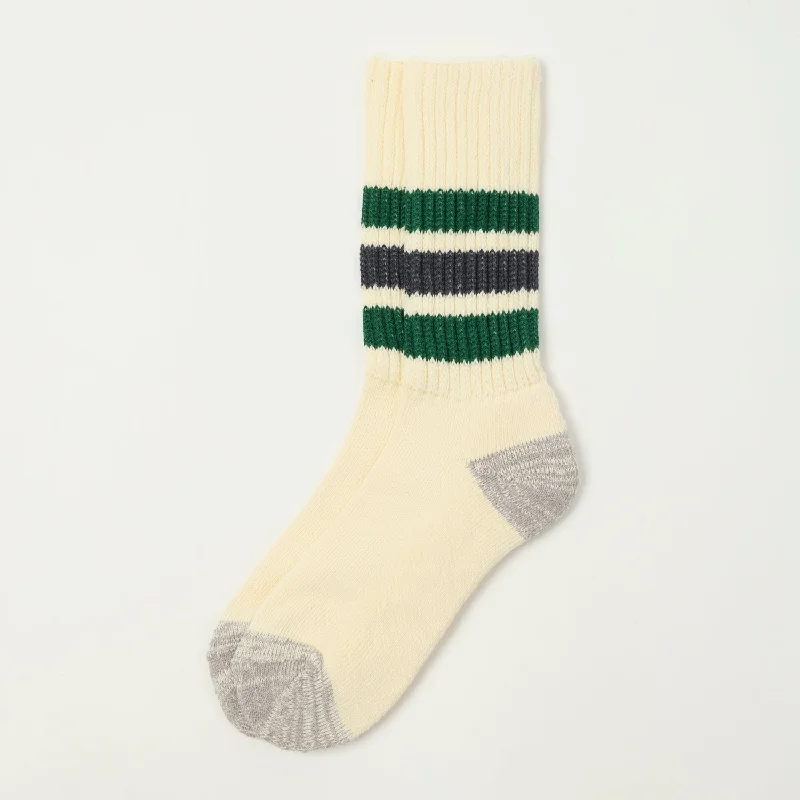 Weekend Bargains Galore RoToTo Coarse Ribbed Oldschool Crew Sock - Green/Charcoal
