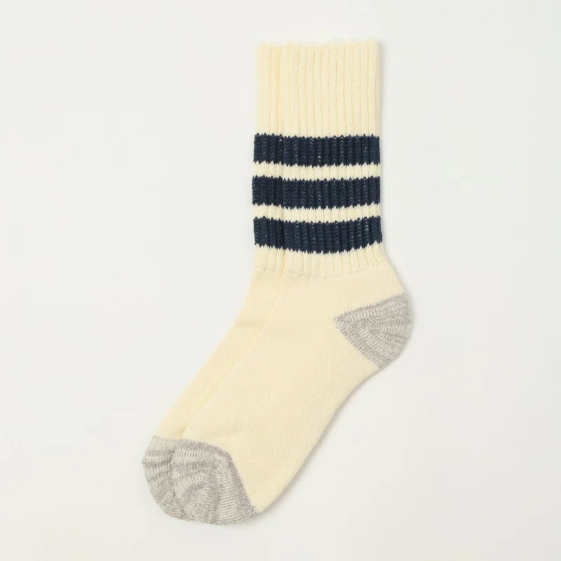 Year-End Sale RoToTo Coarse Ribbed Oldschool Crew Sock - Navy