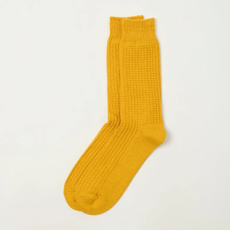 Savings Galore RoToTo Cotton Waffle Crew Sock - Mustard