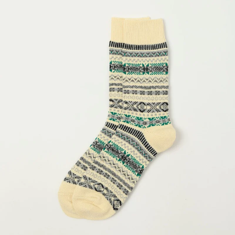 Value Deals RoToTo 'Fairisle' Jacquard Crew Sock - Ivory