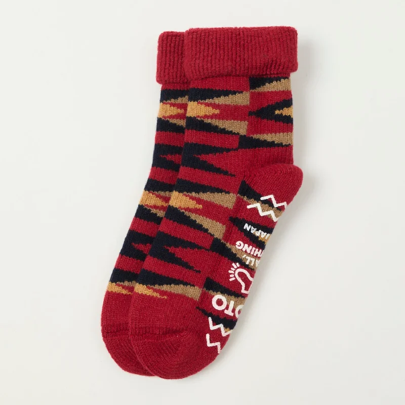 Cash Savings RoToTo Merino Lambs Wool Room Socks Native - Red