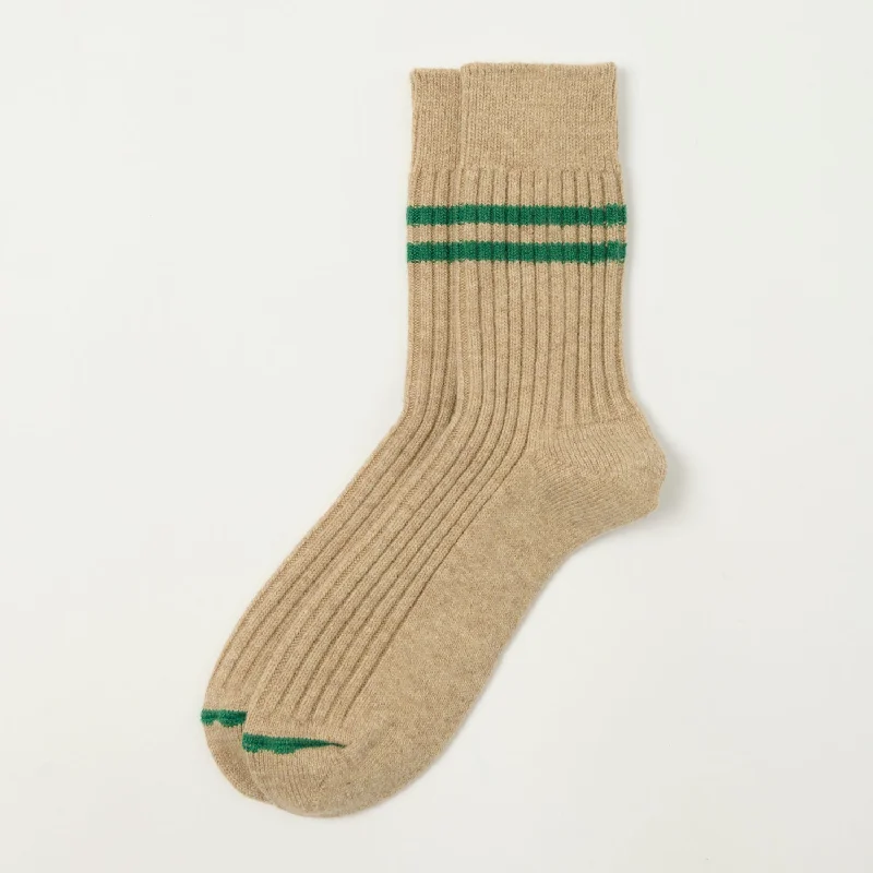 Weekend Offers That Tempt RoToTo Merino Lambs Wool Stripe Sock - Beige/Green
