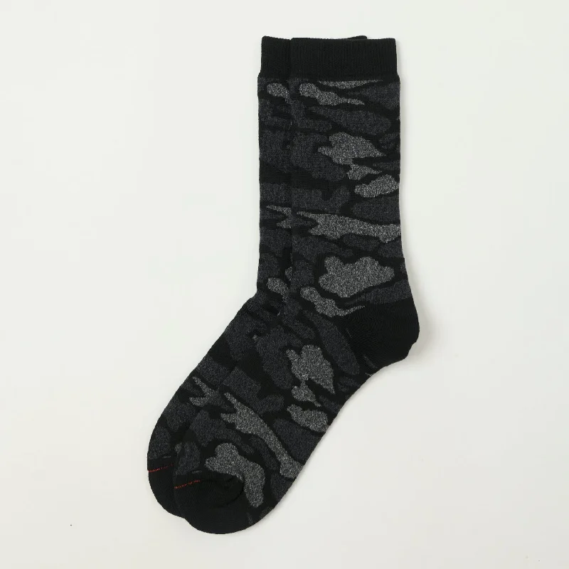 Time-Limited Offer RoToTo Pile Camo Crew Socks - Black