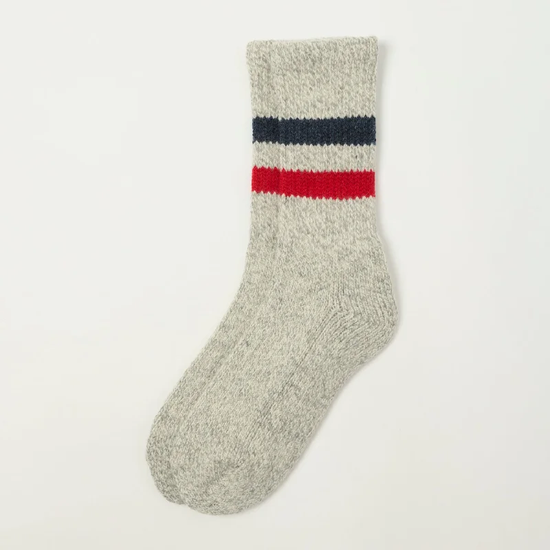Special Price RoToTo Retro Winter Outdoor Sock - Grey/Dark Blue/Red