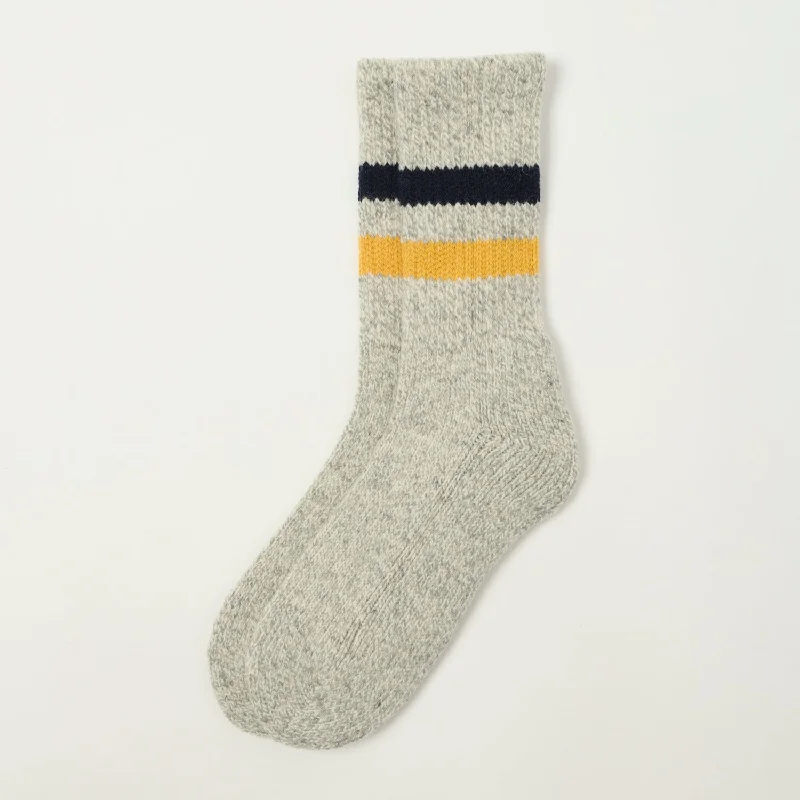 Unmissable Offer RoToTo Retro Winter Outdoor Sock - Grey/Navy/Yellow