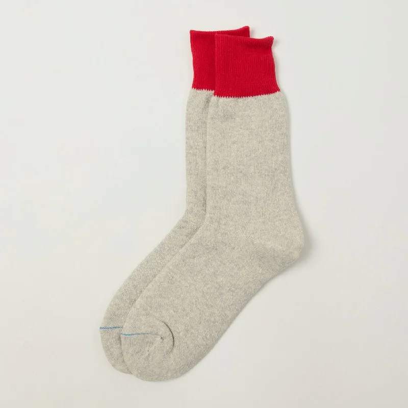 Weekend Discounts to Savor RoToTo 'Silk & Cotton' Double Face Crew Sock - Red/Light Grey