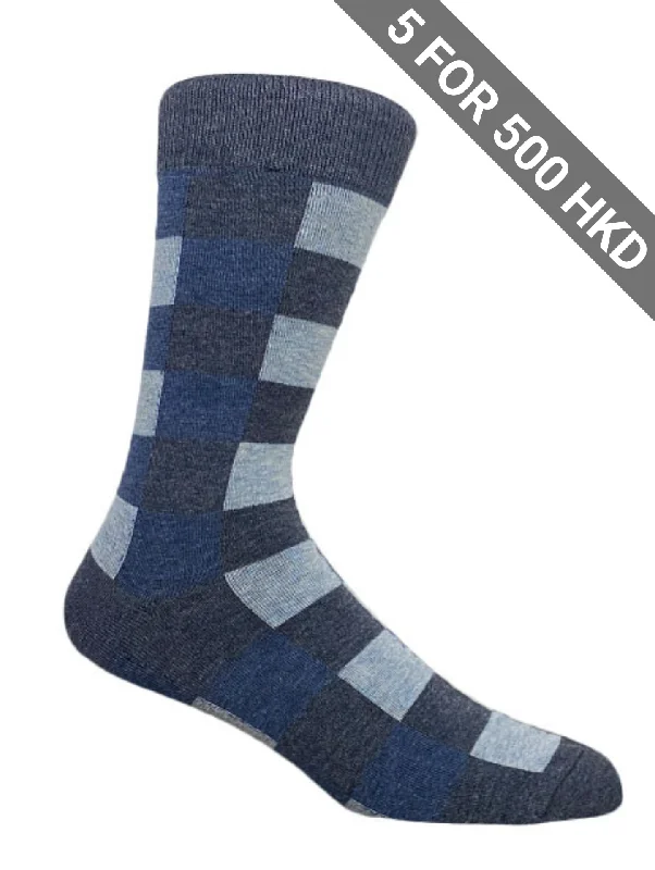 Early Bird Socks | Check | Blue  | Cotton
