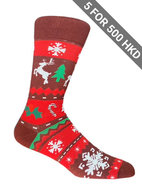 Cash Savings Socks | Christmas | Reindeer | Burgundy | Cotton