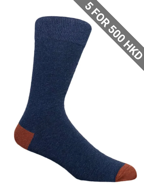 Instant Savings Socks | Navy | Brown | Heel | Cotton