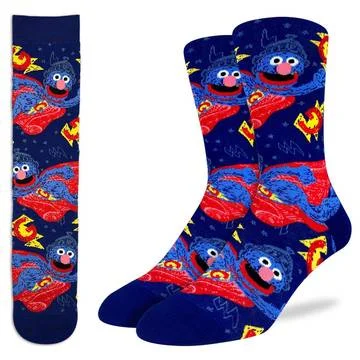 Weekend Discounts to Relish "Super Grover, Sesame Street" Crew Socks by Good Luck Sock