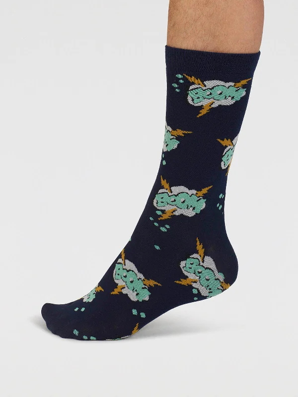Clearance Sale Tayler Art Pop Organic Cotton Socks - Navy
