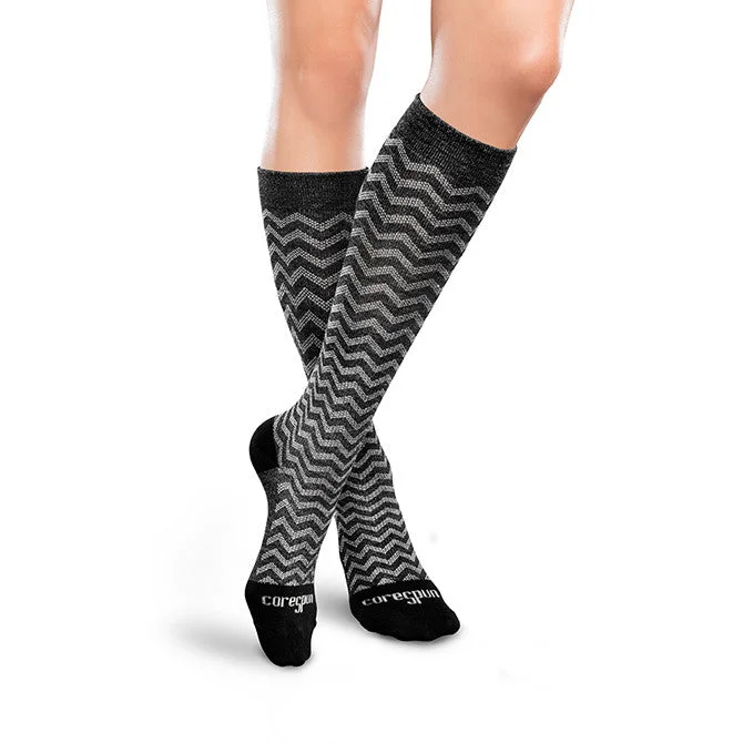 Weekend Specials Just for You Therafirm Core-Spun Light Support Socks - Trendsetter 10-15 mmHg ( Black/Grey)