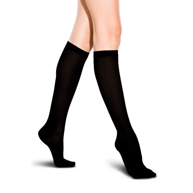 Time-Sensitive Therafirm Light Support Women's Knee High Diamond Pattern Socks - 10-15 mmHg