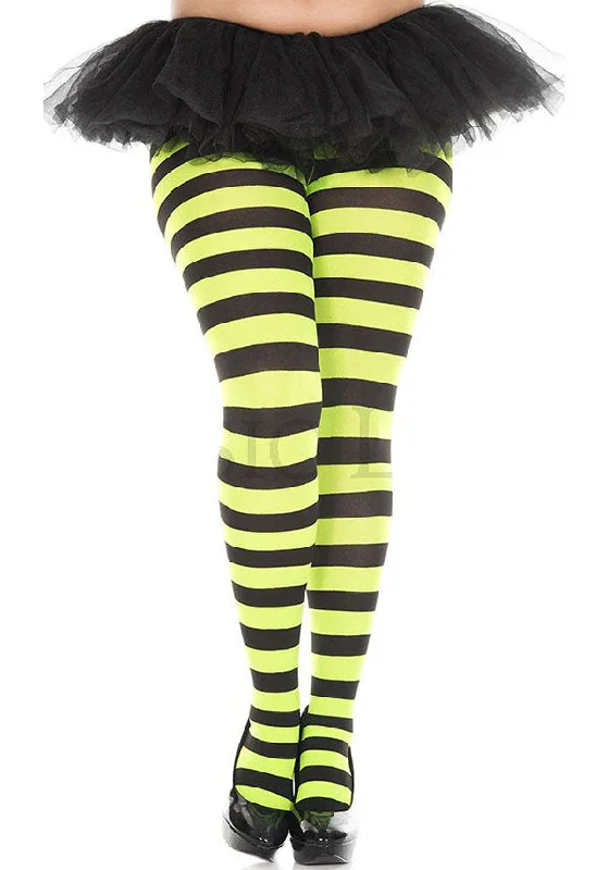 Exclusive Weekend Offers Inside Wide Striped [Black/Neon Green] | TIGHTS