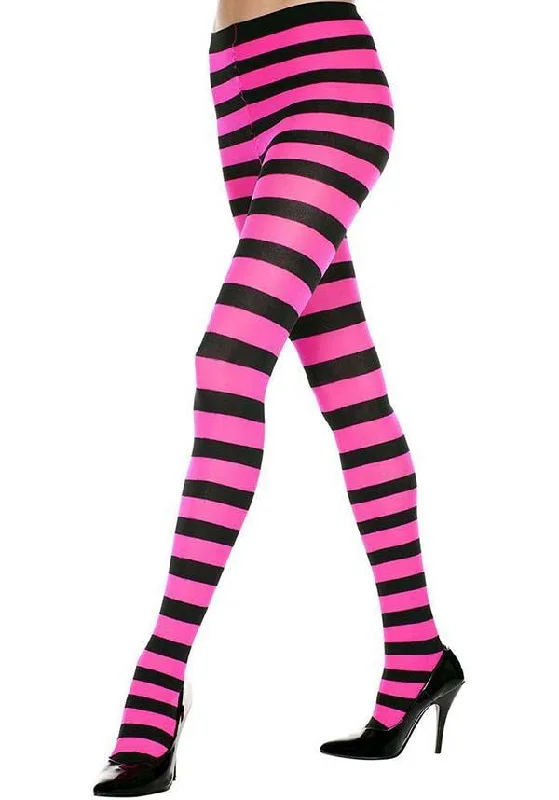 Weekend Savings Bonanza Wide Striped [Black/Pink] | TIGHTS