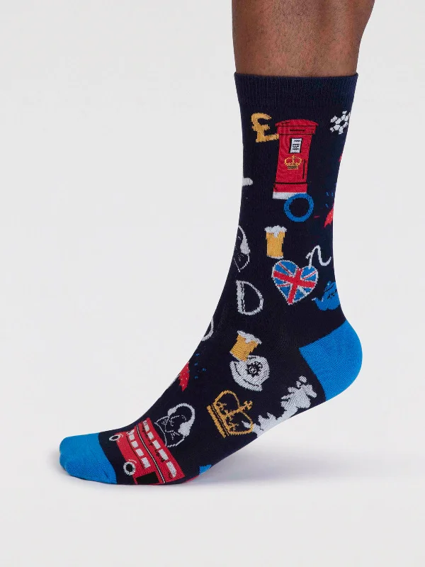 Weekend Savings Fiesta Will Men's Organic Cotton London Socks - Navy