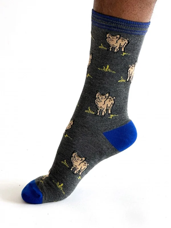 Weekend Deals That Amaze Willem Pig Bamboo Socks - Grey
