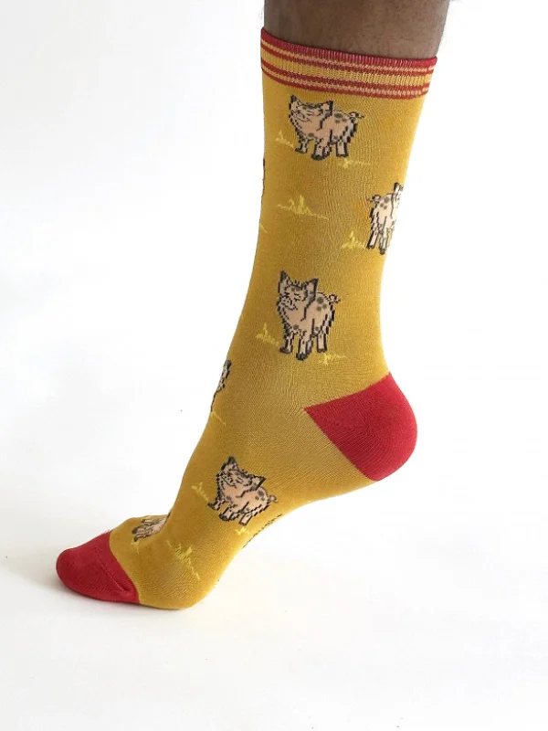 Weekend Bargains to Love Willem Pig Bamboo Socks - Yellow