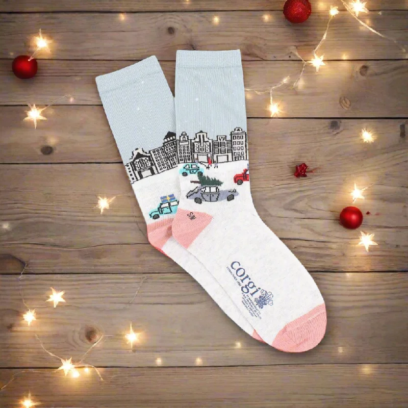 Today's Deal Women's Christmas in the City Scene Cotton Socks