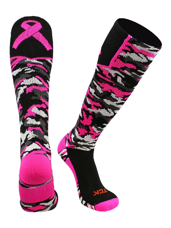 Weekend Specials to Snag Breast Cancer Awarness Socks Pink Camo Over The Calf